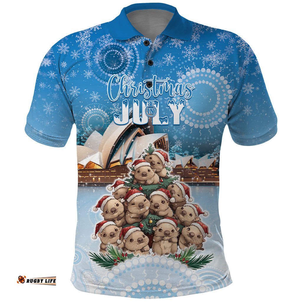 Personalised Australia Yulefest Polo Shirt Cute Wombat Sydney Opera House