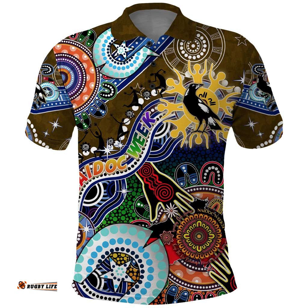 Custom NAIDOC Week 2024 Collingwood Magpies Polo Shirt Australia Aboriginal Dot Painting