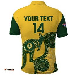 Custom Australia Soccer Polo Shirt Go Socceroos Kangaroo With Indigenous Art