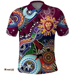 Custom NAIDOC Week 2024 Brisbane Lions Polo Shirt Australia Aboriginal Dot Painting