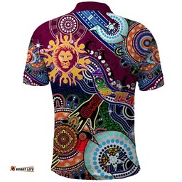 Custom NAIDOC Week 2024 Brisbane Lions Polo Shirt Australia Aboriginal Dot Painting