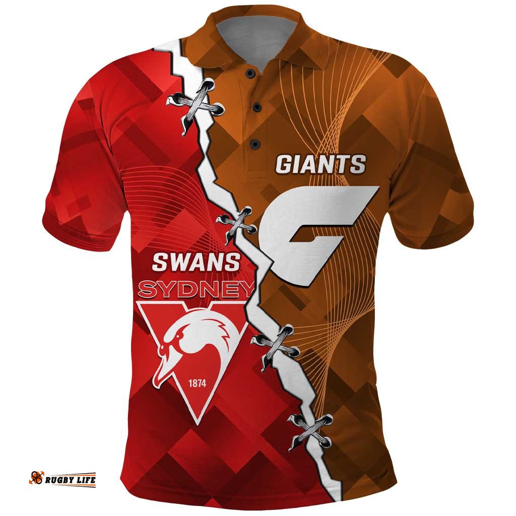 Personalised Giants And Swans Football Polo Shirt Dynamic Style