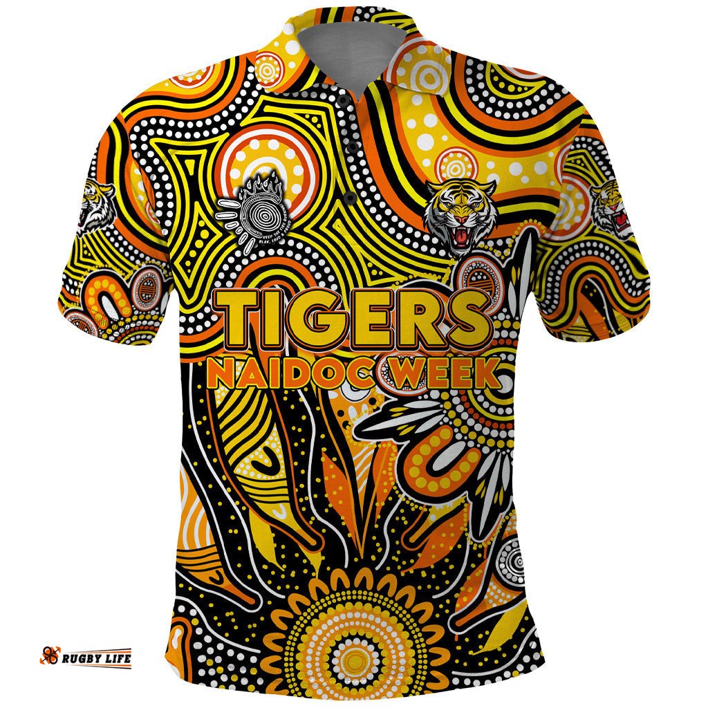 Personalised Tiger NAIDOC Week 2024 Polo Shirt Aussie Aboriginal Art