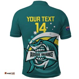 Custom Australia Water Polo 2024 Polo Shirt Aussie Shark Sporty Version
