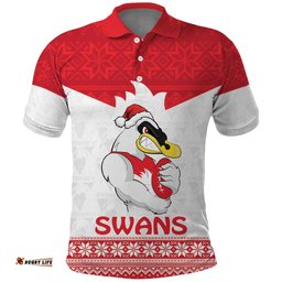AFL Sydney Christmas Personalised Polo Shirt with Swans Mascot Simple Style