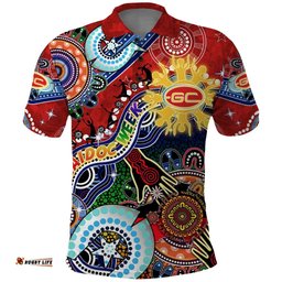 Custom NAIDOC Week 2024 Gold Coast Suns Polo Shirt Australia Aboriginal Dot Painting