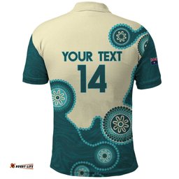 Custom Australia Boomers Polo Shirt Aboriginal With Marble Pattern - Cyan