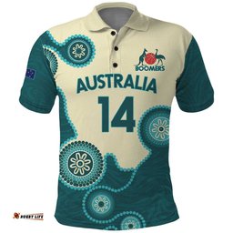 Custom Australia Boomers Polo Shirt Aboriginal With Marble Pattern - Cyan