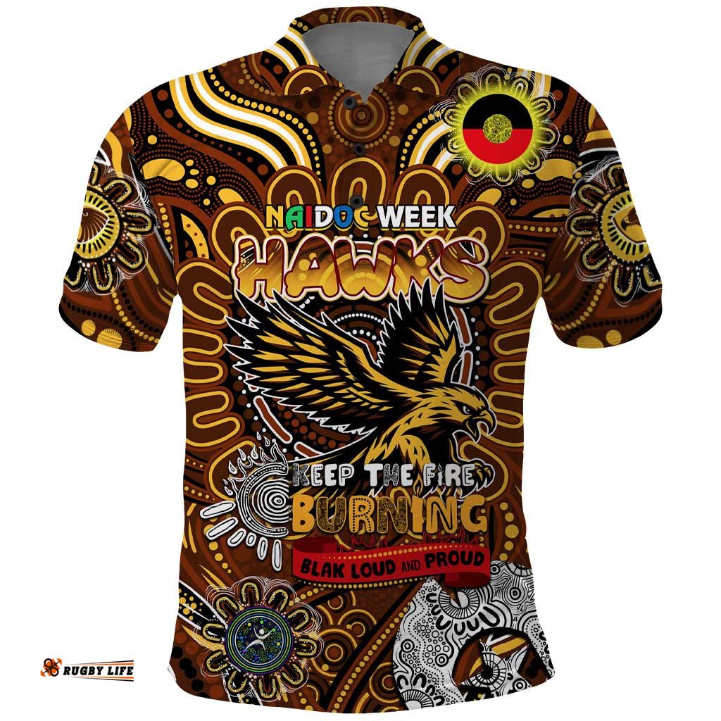 Custom Hawthorn Hawks NAIDOC Week 2024 Polo Shirt Mascot Football