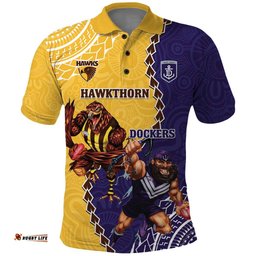 Custom Dockers And Hawks Football Polo Shirt Aboriginal Mix Polynesian Pattern
