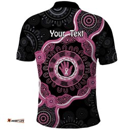 Personalised Australia Breast Cancer Polo Shirt Brave Strong Aboriginal Art