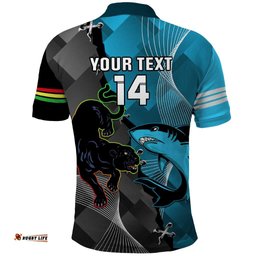 Custom NRL Panthers And Sharks Rugby 2024 Polo Shirt Go Champions Dynamic Version