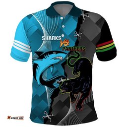Custom NRL Panthers And Sharks Rugby 2024 Polo Shirt Go Champions Dynamic Version