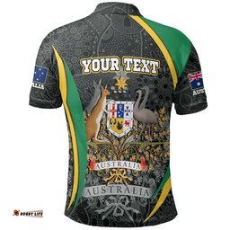 Custom Text Polo Shirt, Australian Coat of Arms - Aussie Spirit Green