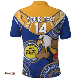 Custom AFL Eagles NAIDOC Week Polo Shirt Keep The Fire Burning Indigenous Art