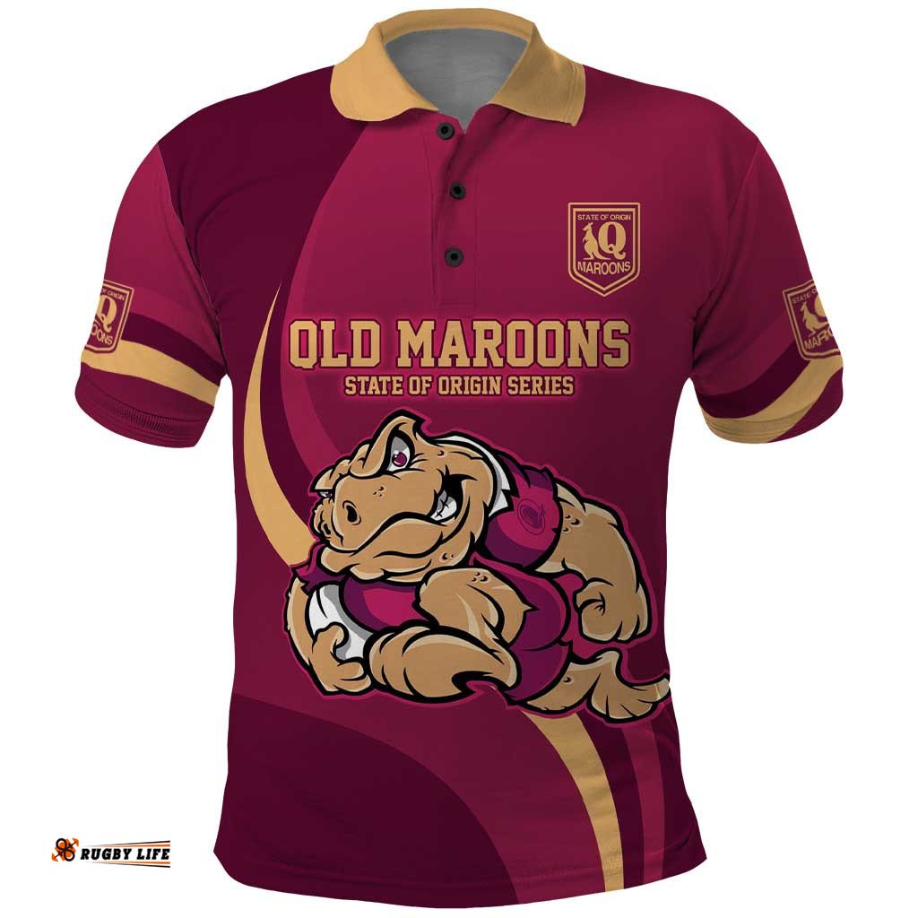 Custom QLD Maroons Cane Toad Polo Shirt Queensland Origin No2