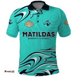 Personalised Australia Soccer Matildas Polo Shirt Kangaroo Tornado Turquoise