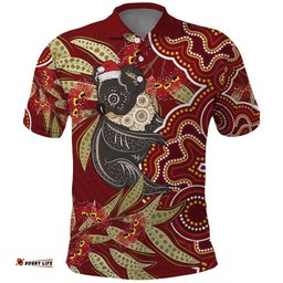 Australia Santa Koala Polo Shirt Aboriginal Style