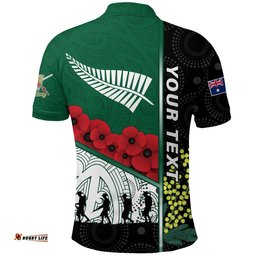 Custom Personalised Anzac Day - Lest We Forget Polo Shirt Australia Indigenous and New Zealand Maori