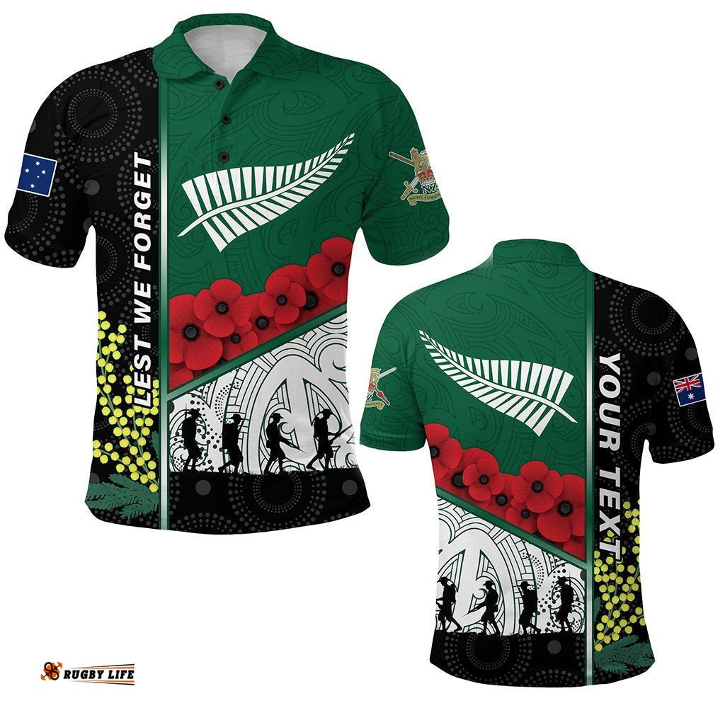 Custom Personalised Anzac Day - Lest We Forget Polo Shirt Australia Indigenous and New Zealand Maori