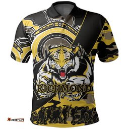 Richmond Tigers Polo Shirt Anzac Day Army Mix Aboriginal