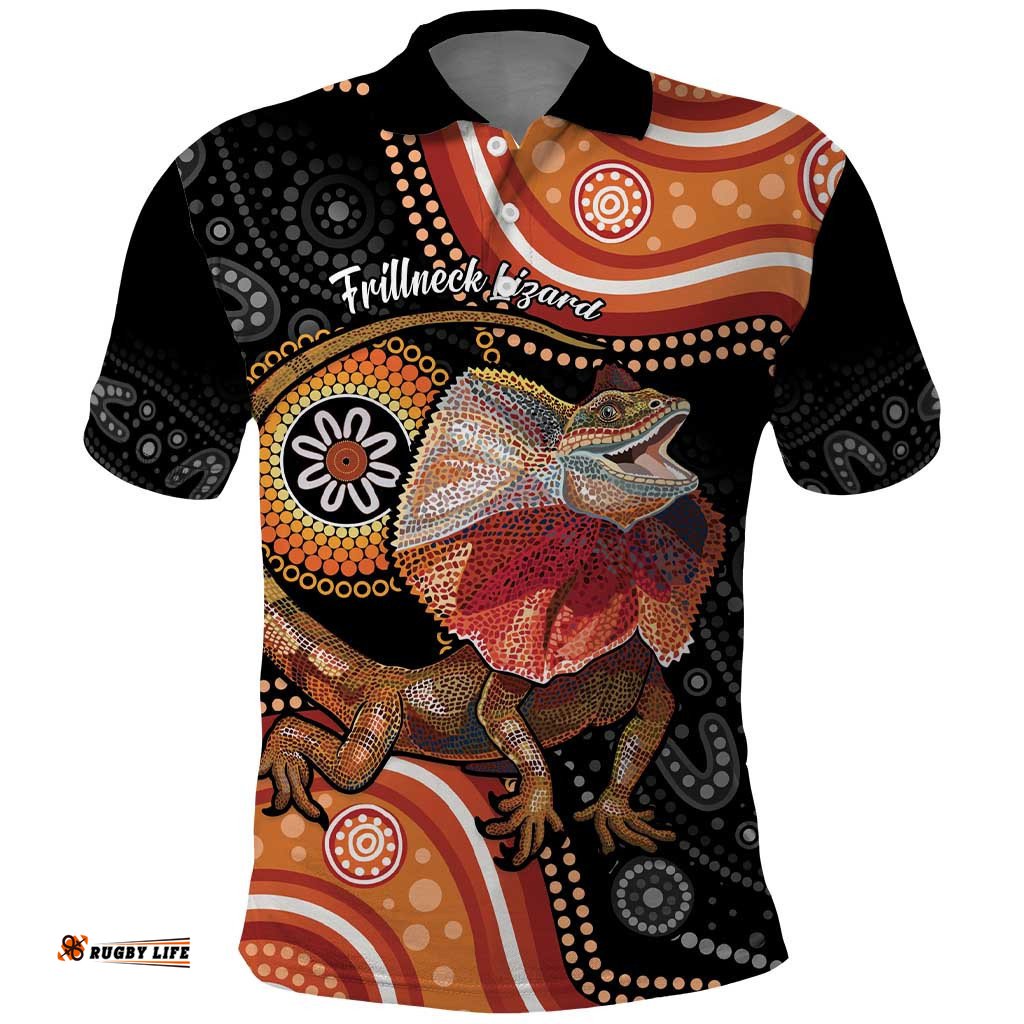 Personalised Australia Frilled Lizard Polo Shirt Aboriginal Art