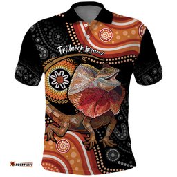 Personalised Australia Frilled Lizard Polo Shirt Aboriginal Art