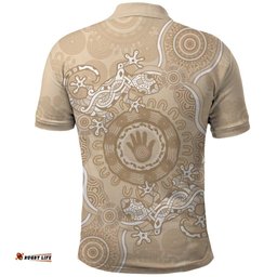 Beige Australia Lizard With Aboriginal Art Polo Shirt