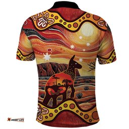 Northern Territory Uluru Polo Shirt Ayers Rock Kangaroo Aboriginal Art