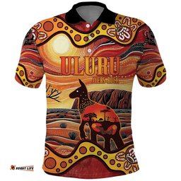 Northern Territory Uluru Polo Shirt Ayers Rock Kangaroo Aboriginal Art