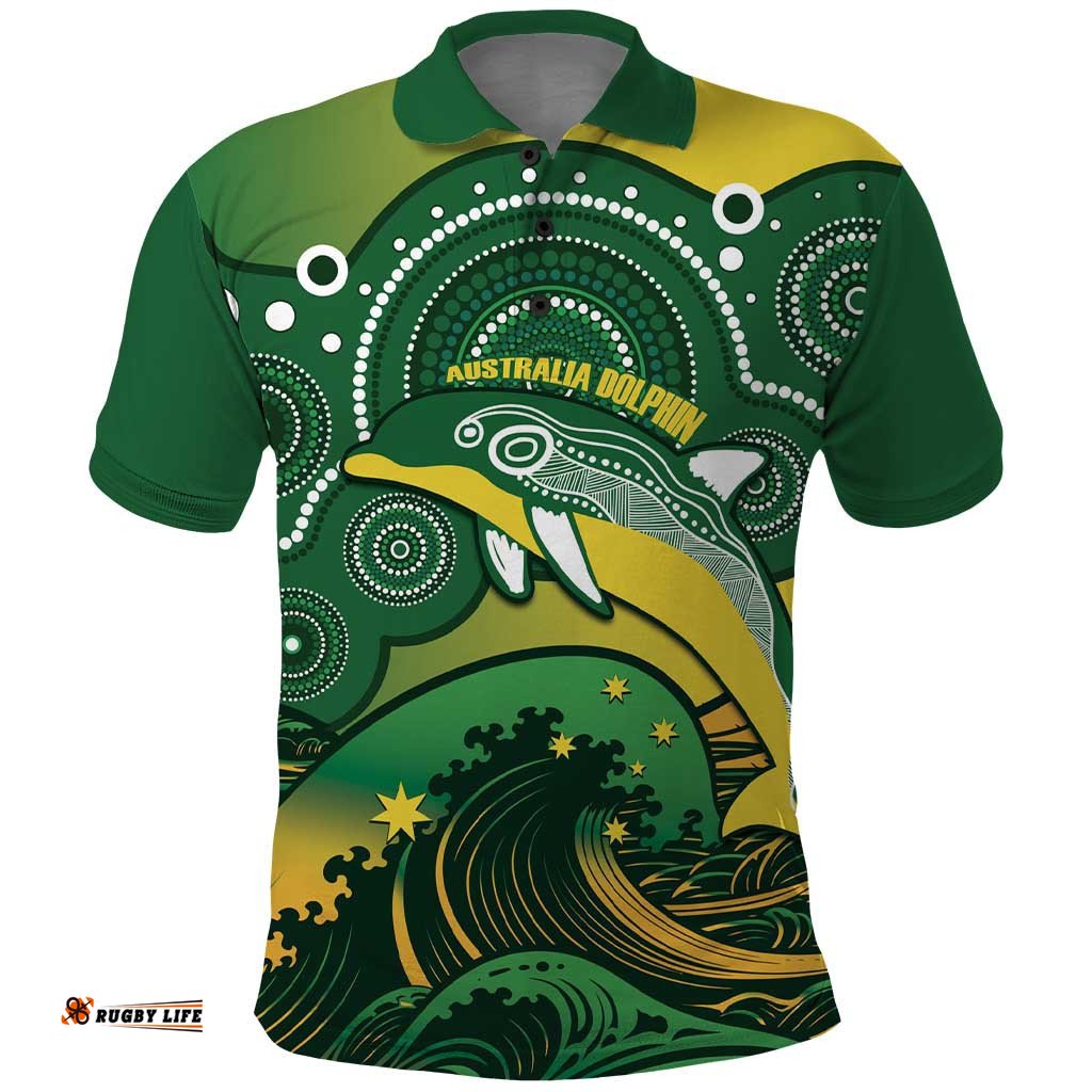 Personalised Australia Swimming Polo Shirt Aussie Dolphin Aboriginal National Color