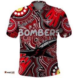 Personalised NAIDOC Week 2024 Essendon Bombers Polo Shirt Australian Aboriginal Hand Painting