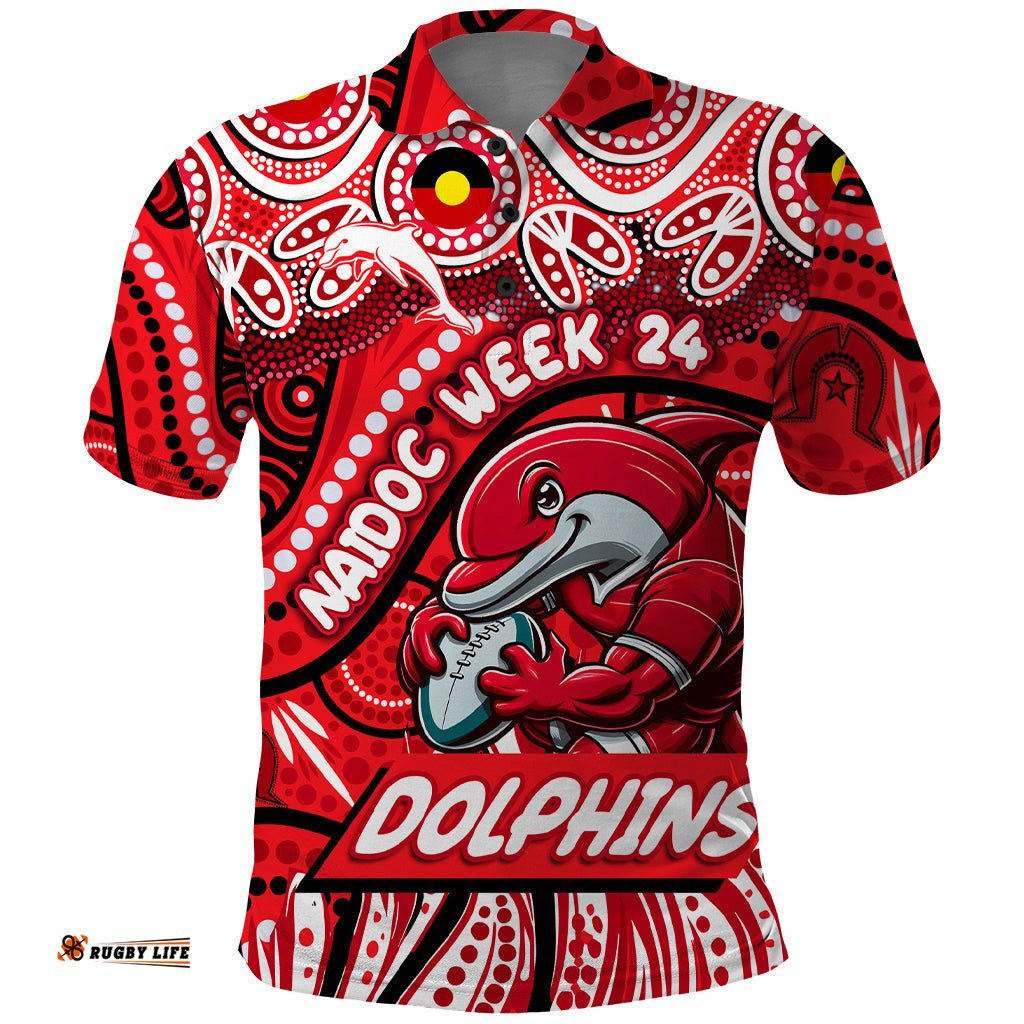 Custom Australia NAIDOC Week 2024 Polo Shirt Dolphins Mascot Keep The Fire Burning