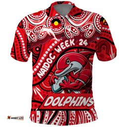 Custom Australia NAIDOC Week 2024 Polo Shirt Dolphins Mascot Keep The Fire Burning