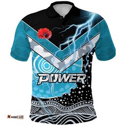 Custom Personalised Power Anzac Day Polo Shirt Port Adelaide Lighting