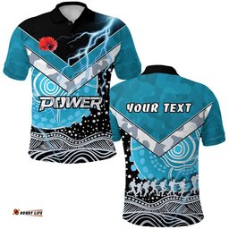 Custom Personalised Power Anzac Day Polo Shirt Port Adelaide Lighting