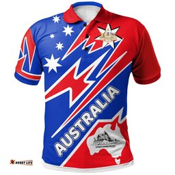 Custom Polo Shirt - Australia Flag Color And Coat Of Arm