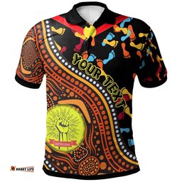 Custom Text Polo Shirt- Aboriginal Style & Flag, Black Live Matter