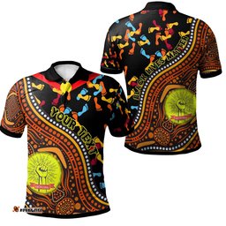 Custom Text Polo Shirt- Aboriginal Style & Flag, Black Live Matter