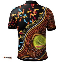 Custom Text Polo Shirt- Aboriginal Style & Flag, Black Live Matter