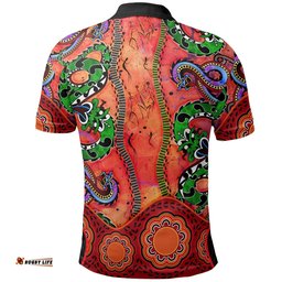 Aboriginal Polo - Aussie Indigenous Patterns Orange