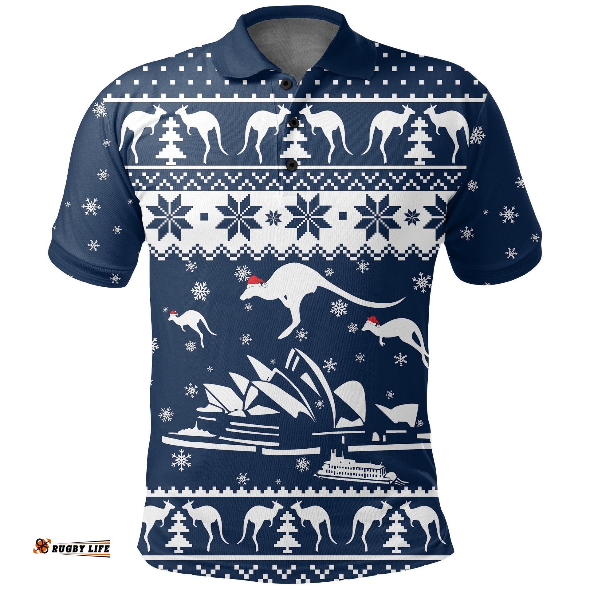 Christmas Polo Shirt - Sydney Opera Shirt Kangaroo Symbol Christmas - Unisex