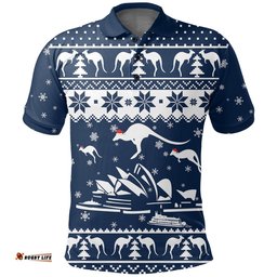 Christmas Polo Shirt - Sydney Opera Shirt Kangaroo Symbol Christmas - Unisex