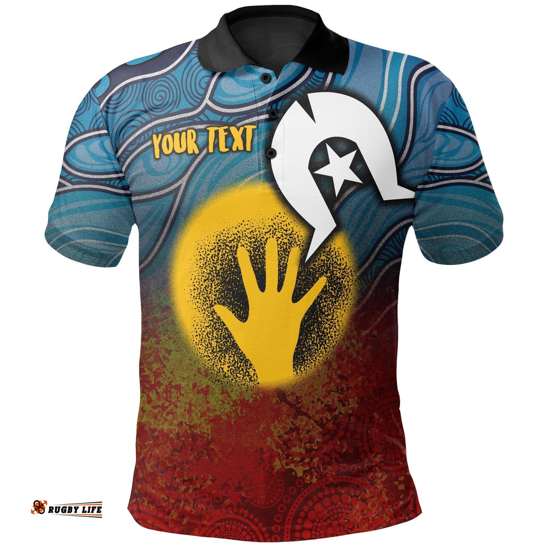 Custom Aboriginal Polo Shirt - Aboriginal and Torres Strait Islanders Flag