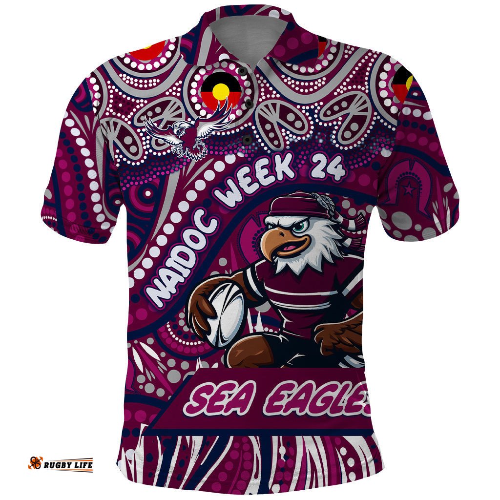 Custom Australia NAIDOC Week 2024 Polo Shirt Sea Eagles Mascot Keep The Fire Burning
