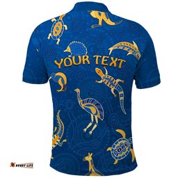 Custom Personalised Aboriginal Art Polo Shirt Animals Australia Version Blue