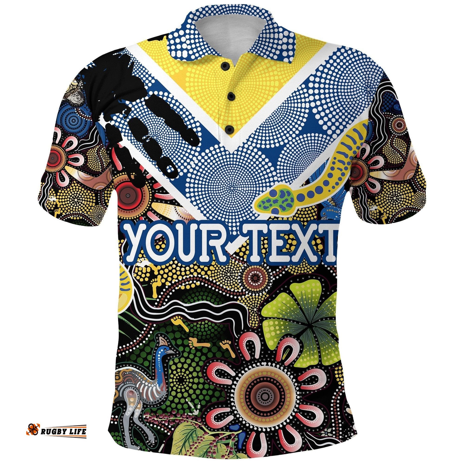 Custom Personalised Parramatta Eels Polo Shirt Aboriginal Ethnic Style