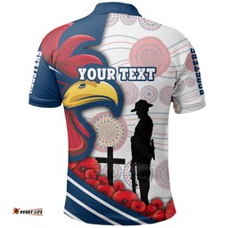 Custom Personalised Australia Roosters Polo Shirt Anzac Day - Three Tiles Style