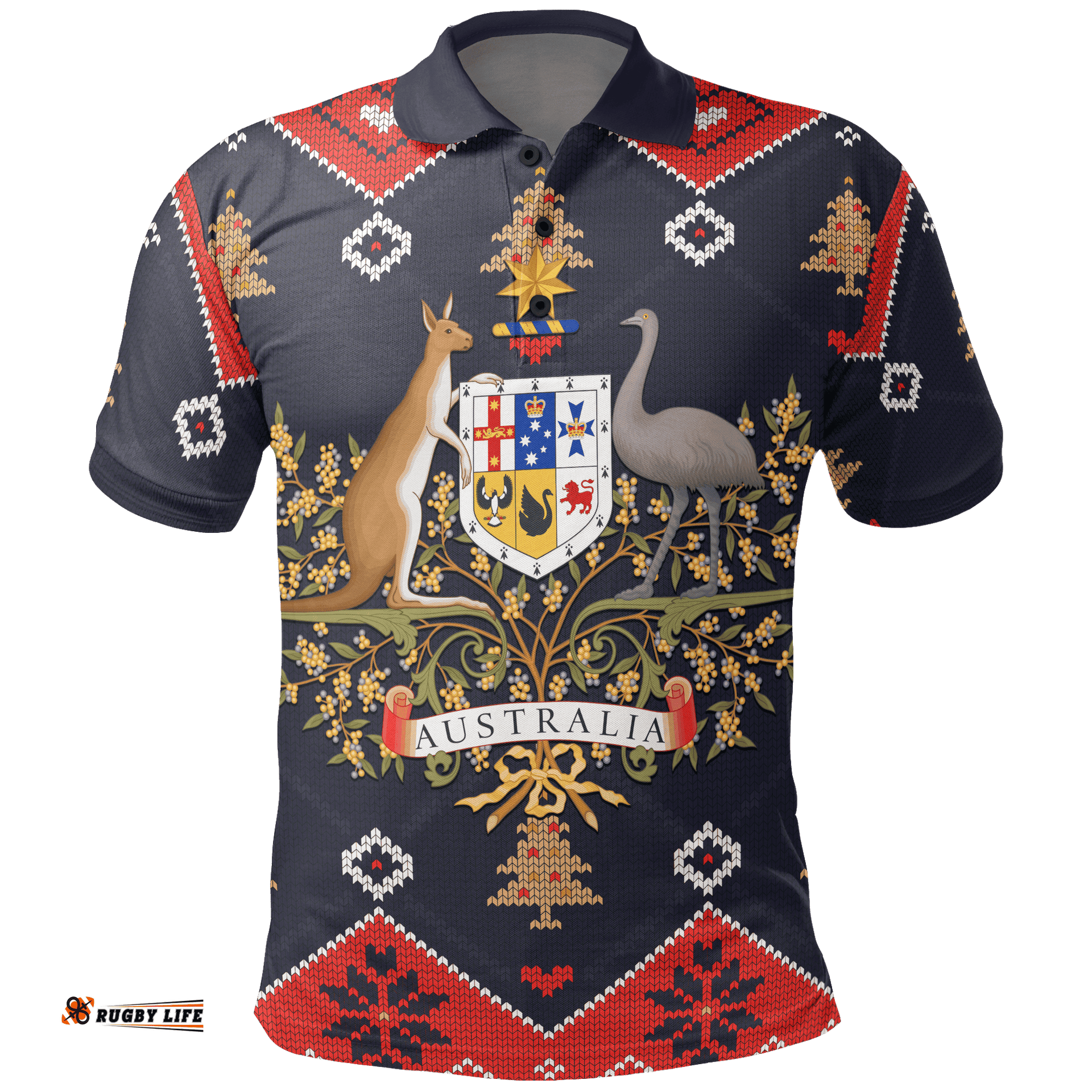 Christmas Polo Shirt - Australian Coat Of Arms Shirt - Unisex