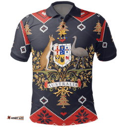 Christmas Polo Shirt - Australian Coat Of Arms Shirt - Unisex